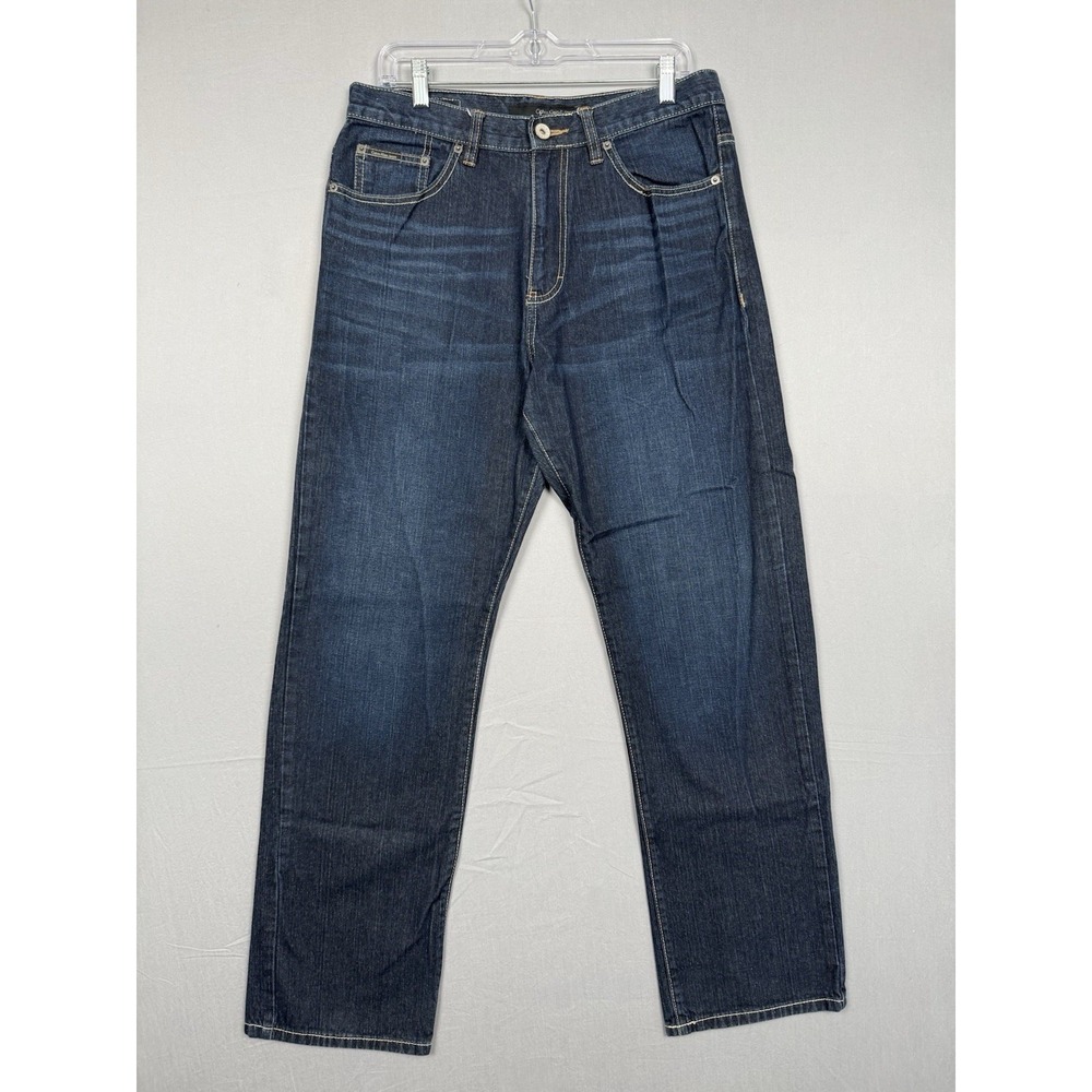 Calvin Klein Relaxed Straight Easy Fit Jeans Womens 33 Dark Wash Casual Faded